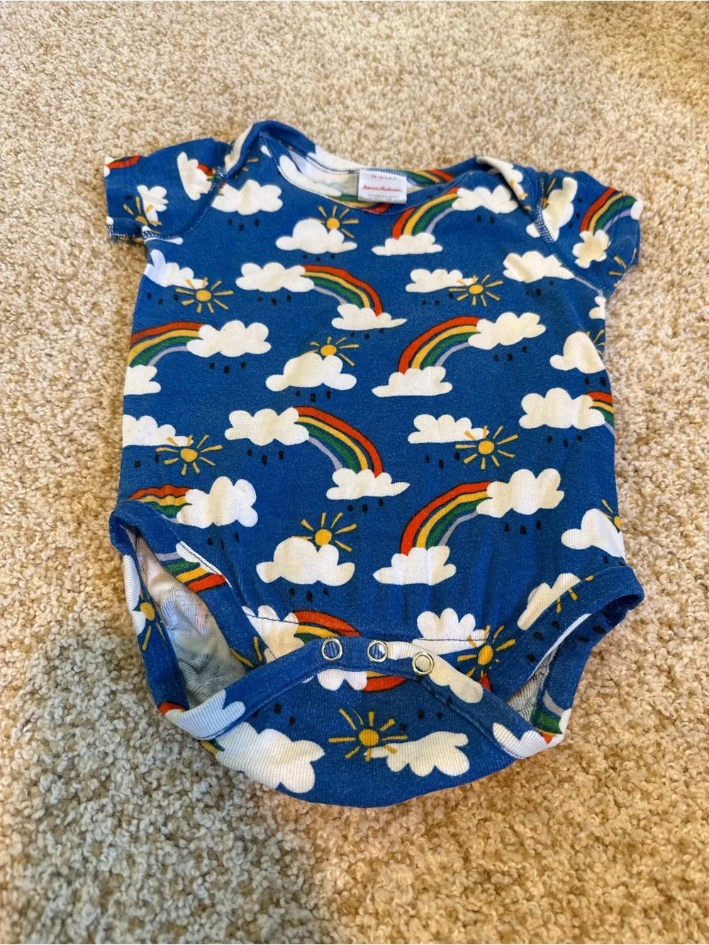 Hanna Andersson Royal Blue Rainbow & Cloud Baby One-Piece